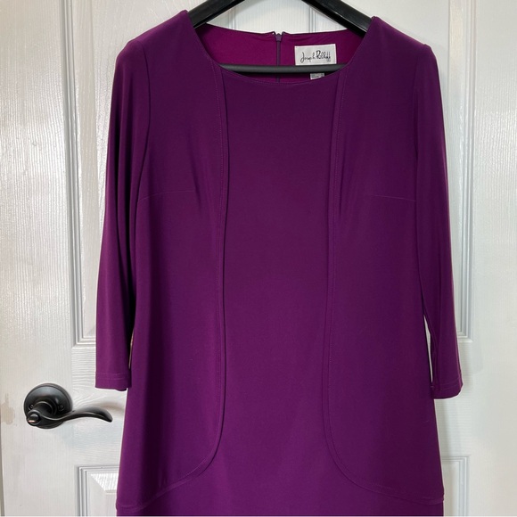 Joseph Ribkoff Ponte Sheath Dress Eggplant Purple 3/4 Sleeve Wedding Guest Party - Picture 6 of 14